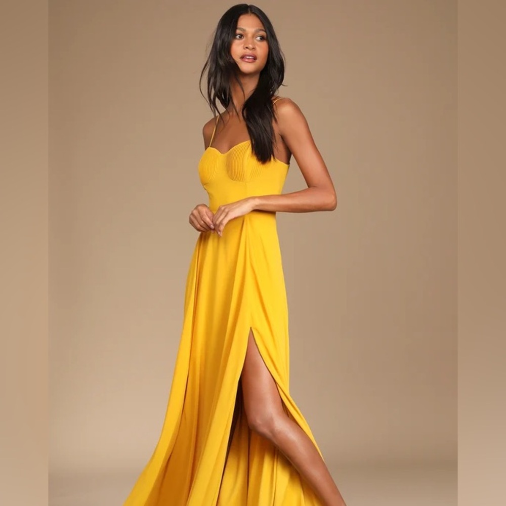 Lulus Cause for Commotion Pleated Bustier Maxi Dress